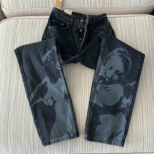 NWT Ksubi The Brooklyn Jean High Lovers Black Jeans Size 23 Straight Leg Denim